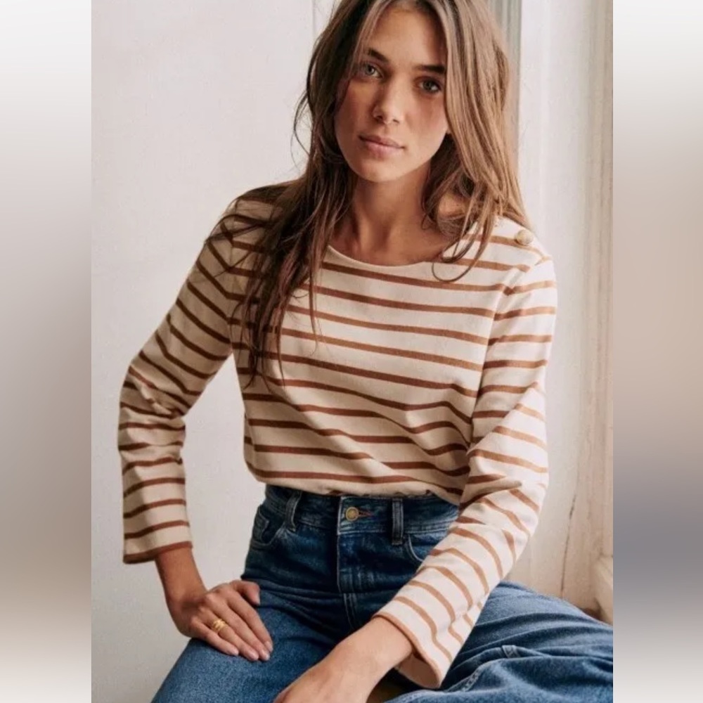 Sezane Colette Marniere Ecru Camel Large